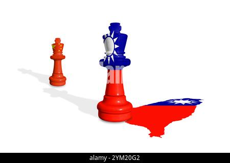 Schach aus China- und Taiwan-Flaggen Stockfoto