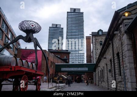 The Distillery District in Toronto, der Wirtschaftshauptstadt Kanadas in der Provinz Ontario am 23. April 2023. Le Distillery District ist eine Hauptstadt von Toronto Stockfoto