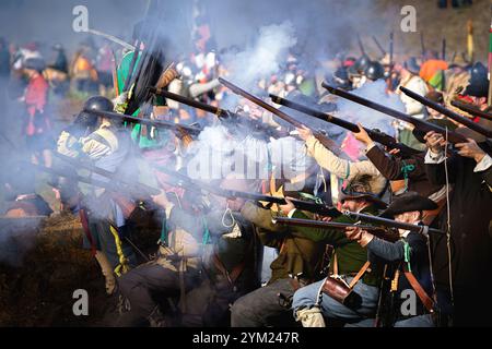 Groenlo, Gelderland, Niederlande - 26. 10. 2024: Die Schlacht von Grolle (Niederländisch: SLAG om Grolle). Historische Nachstellung der Belagerung der befestigten Grenze Stockfoto