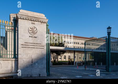 Sitz der Welthandelsorganisation (WTO), der internationalen Organisation, die für die Regeln des internationalen Handels zuständig ist Stockfoto