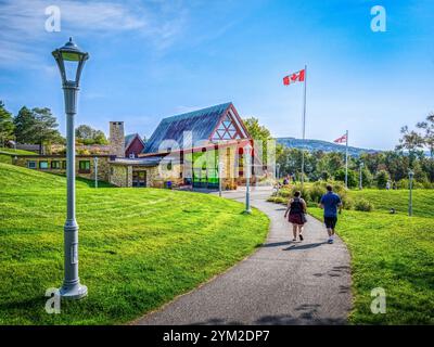 Außenansicht der Alexander Graham Bell National Historic Site in Baddeck, Cape Breton, Nova Scotia, Kanada Stockfoto