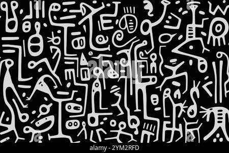 Schwarz-weiß-Muster im Stil von keith Haring Stock Vektor