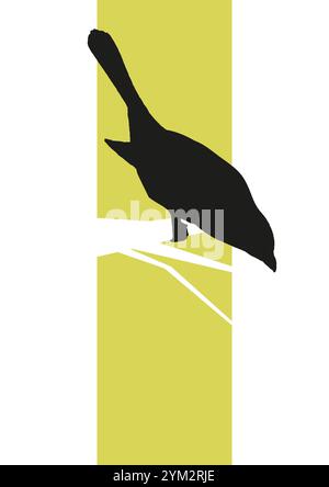 Vogel auf dem Baum Illustration Vektor einfache Illustration. Silhouetten des Spatzes, der auf einem Ast sitzt Stock Vektor