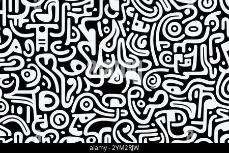 Schwarz-weiß-Muster im Stil von keith Haring Stock Vektor