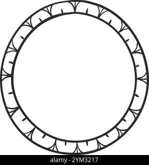 Der runde Rahmen mit stilisierten Blumenmotiven sorgt mit seinem komplizierten Design und der offenen kreisförmigen Mitte für ein auffälliges Erscheinungsbild, das ideal für die Hervorhebung von Text ist Stock Vektor