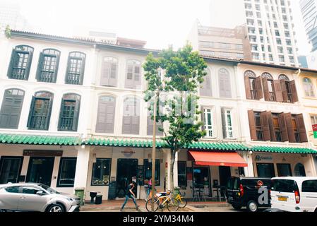 Singapur - 03. Januar 2023 - Eine Reihe traditioneller chinesischer Häuserarchitektur an der Joo Chiat Road. Hochwertige Fotos Stockfoto