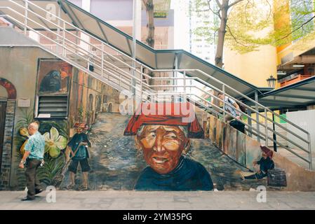 Singapur - August 28,2023: Detective Conan in Chinatown Mural in Singapur. Hochwertige Fotos Stockfoto