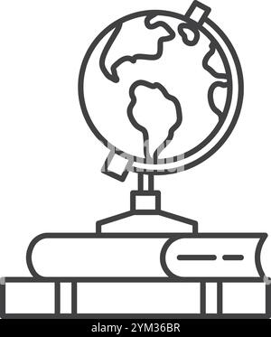 „Globe Plated on Books“ steht für das Erlernen von verschiedenen Ländern, Kulturen und Geografien und fördert das globale Bewusstsein und Verständnis Stock Vektor