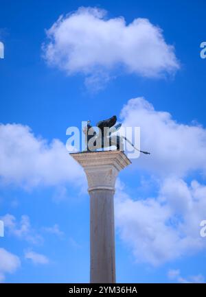 Blick auf die Markussäule in Venedig, Italien. Stockfoto