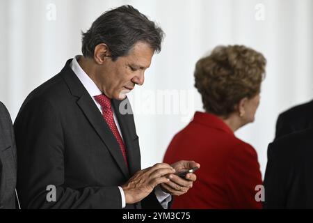 DF - BRASILIA - 11/20/2024 - BRASILIA, BESUCH DES CHINESISCHEN PRÄSIDENTEN XI JINPING BEI PRÄSIDENT LULA - Finanzminister Fernando Haddad während des Besuchs des chinesischen Präsidenten Xi Jinping im Alvorada-Palast am 20. November 2024. Foto: Mateus Bonomi/AGIF Stockfoto