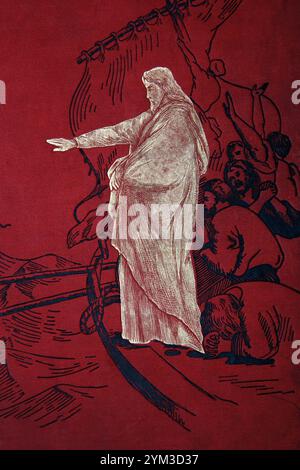 Illustration von Jesus Christus Stilling the Sturm (Evangelium von Markus) auf der Titelseite der Ausgabe 1887 von The Life of our Lord Jesus Christ for Very Young Stockfoto