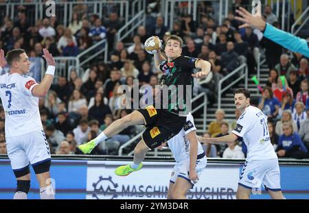 Zagreb, Kroatien. November 2024. ZAGREB, KROATIEN - 20. NOVEMBER: Manuel Zehnder aus Magdeburg beim EHF Champions League Gruppenspiel zwischen HC Zagreb und SC Magdeburg in der Arena Zagreb am 20. November 2024 in Zagreb, Kroatien. Foto: Sanjin Strukic/PIXSELL Credit: Pixsell/Alamy Live News Stockfoto