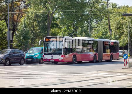 WIEN, ÖSTERREICH - 29. JULI 2021: Mercedes-Benz Citaro C2 G Gelenkbus der Wiener Linien in Wien Stockfoto