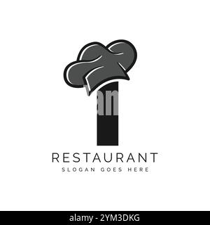 Brief I Logo mit Kochmütze für ein Restaurant. Alphabet I Konzept Design Food Business Logotype Vektor Illustration Stock Vektor