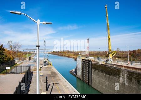 Welland Canal bei Schleuse 3 in St. Catharines, Ontario, Kanada Stockfoto