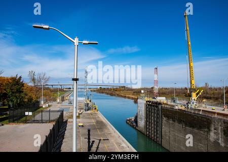 Welland Canal bei Schleuse 3 in St. Catharines, Ontario, Kanada Stockfoto