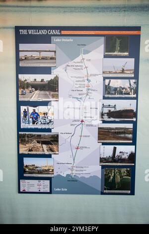 Welland Canal Schild im St. Catharines Museum am Welland Canals Parkway in Ontario, Kanada Stockfoto