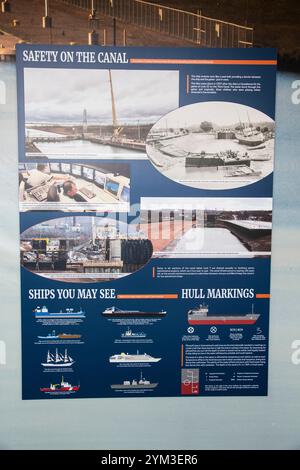 Sicherheit am Kanalschild im St. Catharines Museum am Welland Canals Parkway in Ontario, Kanada Stockfoto