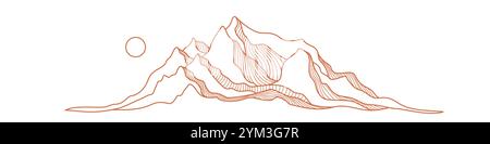 Abstrakte Linie Berg. Vektortextur einfache Landschaft. Abenteuersport und Wandertourismus Design Stock Vektor