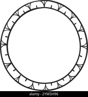 Der runde Rahmen mit stilisierten Blumenmotiven sorgt mit seinem komplizierten Design und der offenen kreisförmigen Mitte für ein auffälliges Erscheinungsbild, das ideal für die Hervorhebung von Text ist Stock Vektor