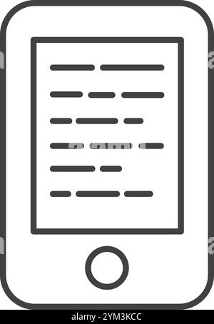 Mobiltelefon zeigt mehrere Textzeilen an, die Lesezugriffe, Nachrichten oder Programmierungsaktivitäten vorschlagen, auf einem sauberen weißen Hintergrund Stock Vektor
