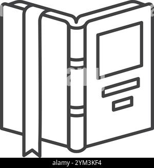 Offenes Hardcover-Buch mit Lesezeichen, das ein Konzept von Literatur, Lesen, Bibliothek oder Bildung darstellt, isoliert auf weißem Hintergrund Stock Vektor