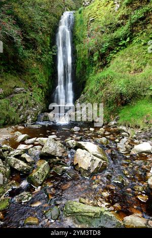 Glenevin Wasserfall, Donegal Wasserfall, Wasserfall in Donegal, Inishowen Halbinsel Wasserfall, Glenevin Wasserfall, Straid, Clonmany, Inishowen, County Donegal Stockfoto