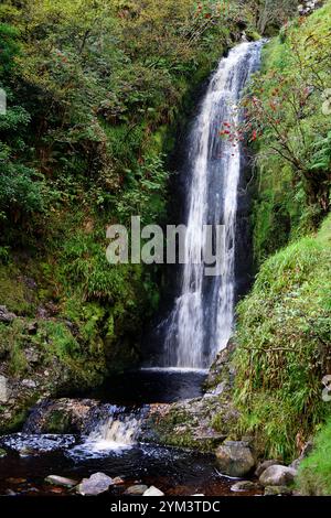 Glenevin Wasserfall, Donegal Wasserfall, Wasserfall in Donegal, Inishowen Halbinsel Wasserfall, Glenevin Wasserfall, Straid, Clonmany, Inishowen, County Donegal Stockfoto