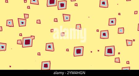 Abstrakte, moderne Minimal Geometry Retro-Farbpalette Polygonmuster Textur auf gelbem Hintergrund Stockfoto