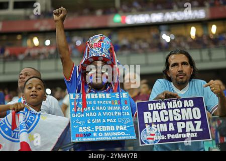 Salvador, Brasilien. November 2024. Bahias Fans während des Spiels zwischen Bahia und Palmeiras für die brasilianische Serie A 2024 im Arena Fonte Nova Stadium in Salvador am 20. November 2024. Foto: Heuler Andrey/DiaEsportivo/Alamy Live News Credit: DiaEsportivo/Alamy Live News Stockfoto