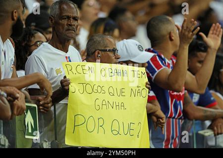 Salvador, Brasilien. November 2024. Bahias Fans, während des Spiels zwischen Bahia und Palmeiras, für die brasilianische Serie A 2024, am 20. November 2024 im Arena Fonte Nova Stadium in Salvador. Foto: Heuler Andrey/DiaEsportivo/Alamy Live News Credit: DiaEsportivo/Alamy Live News Stockfoto