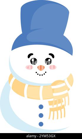 Schneemann mit blauem Hut und Schal, Vector Stock Vektor