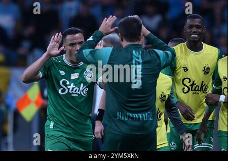 Porto Alegre, Brasilien. November 2024. Bilder des Fußballspiels zwischen Grêmio und Juventude, gültig für die 34. Runde der brasilianischen Meisterschaft 2024, Serie A, am Mittwoch (20) in der Arena do Grêmio in Porto Alegre, RS. Quelle: Antônio Machado/FotoArena/Alamy Live News Stockfoto