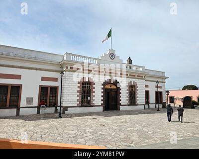 Zempoala, Hidalgo, Mexiko - 14. Februar 2024: Die magische mexikanische Stadt Zempoala im Bundesstaat Hidalgo mit Kulturtourismus ist die Hauptattraktion Stockfoto