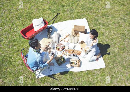 Paar mit einem Picknick im park Stockfoto