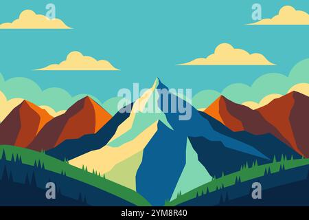 Berglandschaft Hintergrund Illustration, Bergtapete Stock Vektor