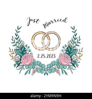 Hochzeitslogo, Braut-Logo, Bräutigam-Logo, Hochzeit-Branding-Logo, Love-Logo, Romantik-Logo, Paar-Logo, Heirat-Logo, Gelübde-Logo, Zeremonie-Logo Stock Vektor