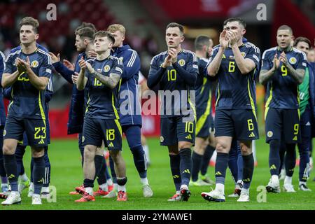 Spieler aus Schottland sind während der UEFA Nations League 2024 League In der Gruppe A1 zwischen Polen und Schottland im PGE Narodowy zu sehen. Endpunktzahl: Polen 1:2 Schottland. (Foto: Grzegorz Wajda / SOPA Images/SIPA USA) Stockfoto