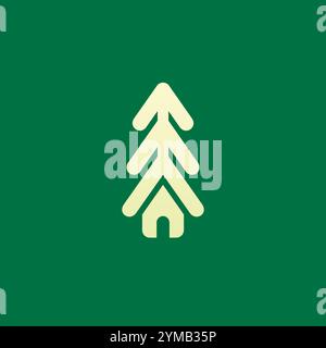 Pine House Logo Vektor Illustration. Symbol „Wald“ Stock Vektor