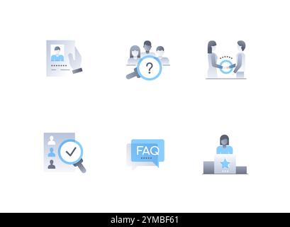 Interview und Einstellung – Symbole im flachen Design Stock Vektor