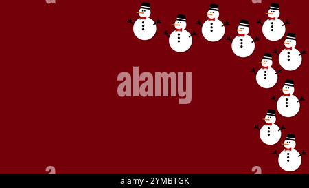 Weihnachts-Hintergrund-Illustration des Weihnachtsschneemanns mit Kopierraum Stockfoto