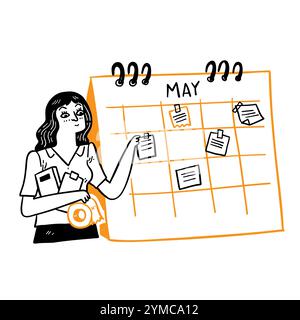 Geschäftskonzept mit Terminkalender zur Organisation der täglichen Routine. Diagrammgrafik für Zeitmanagement zur Strukturierung von Terminbesprechungen, Terminterminen oder Terminen. Stock Vektor