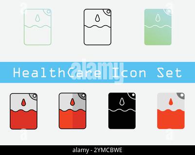 Dies ist ein Satz von 7 Symbolen im Gesundheitswesen mit minimalistischem Stil. Stock Vektor