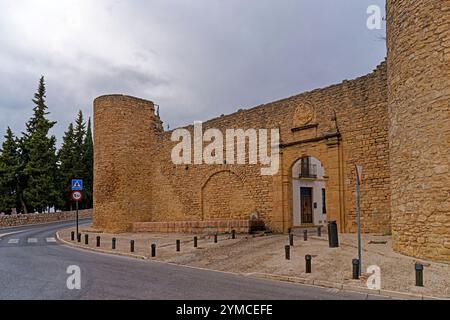 Straßenansicht, Stadtmauer, Stadttor, Puerta de Almocabar, 13. Jh. Stockfoto