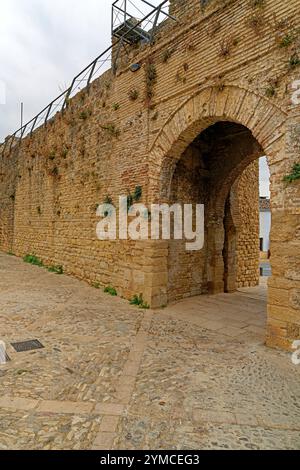 Straßenansicht, Stadtmauer, Stadttor, Puerta de Almocabar, 13. Jh. Stockfoto