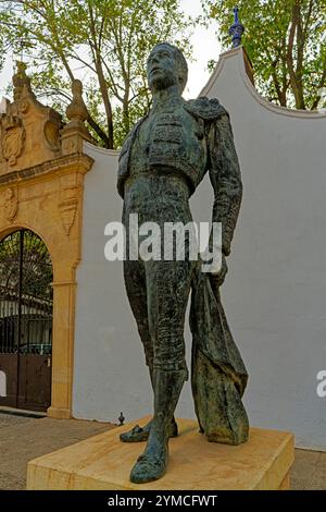 Stierkampfarena, Plaza de Toros de Ronda, Denkmal, Torero, Antonio Ordóñez, 16.02.1932 - 19.12.1998 Stockfoto