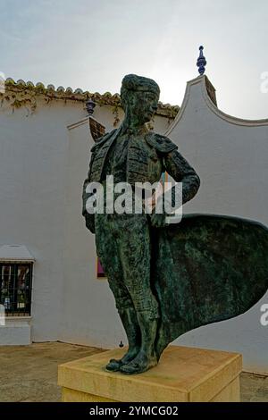 Stierkampfarena, Plaza de Toros de Ronda, Denkmal, Torero, Cayetano Ordóñez y Aguilera, Niño de la Palma, 04.01.1904 - 30.12.1961 Stockfoto