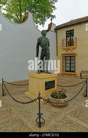 Stierkampfarena, Plaza de Toros de Ronda, Denkmal, Torero, Antonio Ordóñez, 16.02.1932 - 19.12.1998 Stockfoto