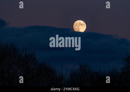 Vollmond über Wolken Stockfoto