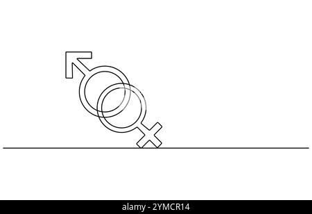 Symbol für weibliches Geschlecht, fortlaufende Zeichenvektor. Einzeiliger Vektor-Hintergrund für weibliches Geschlecht. Weibliches Geschlecht. Fortlaufende Darstellung eines weiblichen Geschlechts Stock Vektor